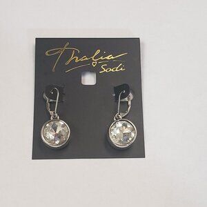 Thalia Sodi, NWT, reversable silver tone faceted jewel dangle earrings